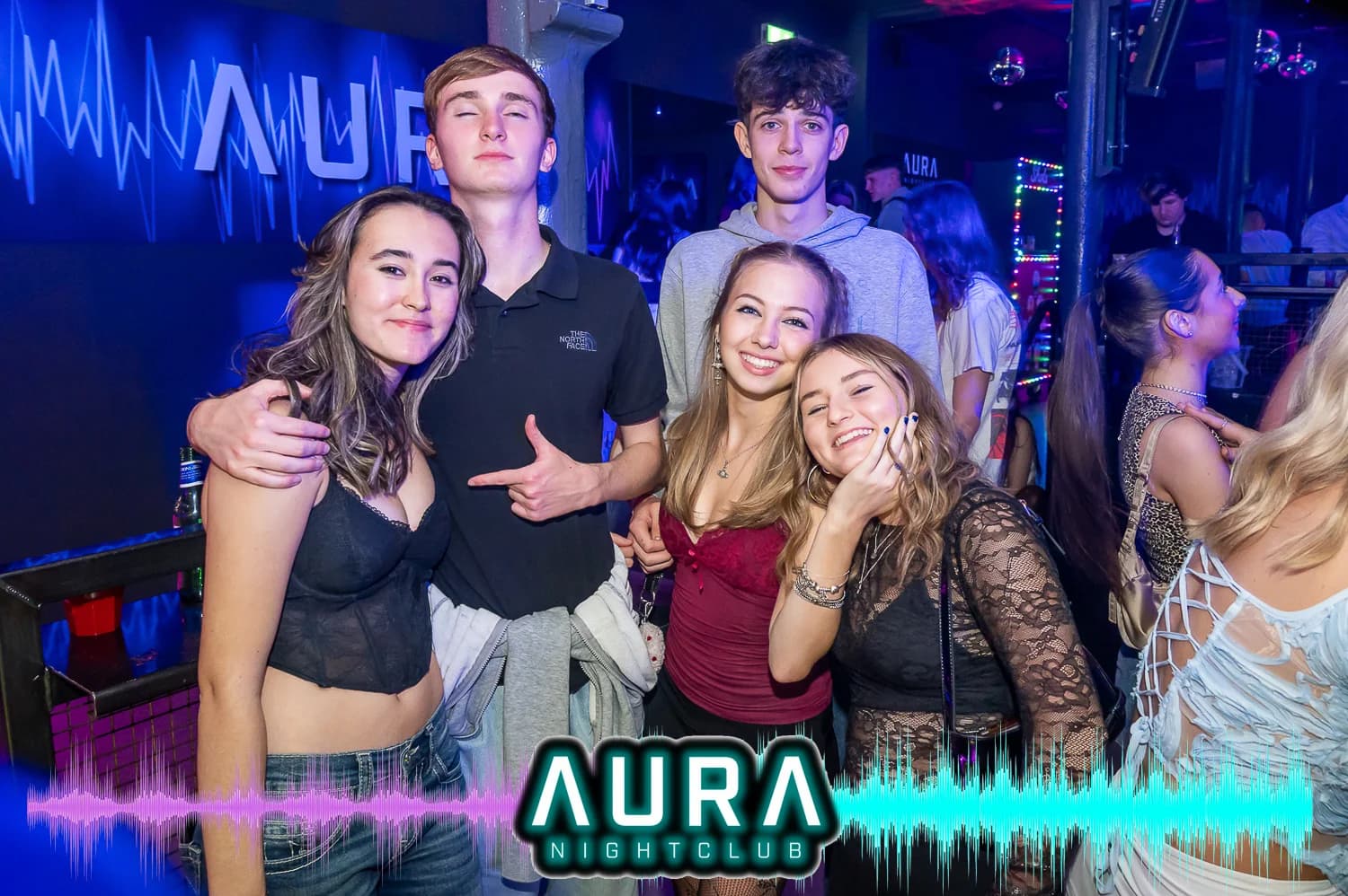 Aura Nightclub Aberdeen interior with branding